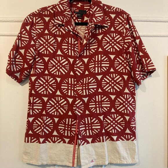 DIESEL abstract print linen blend knit hawaiian shirt size L - Picture 1 of 7